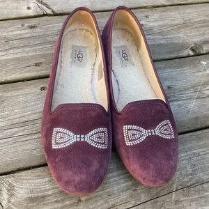 Ugg Sherpa Lined Ballet Flats Size 10 Burgundy